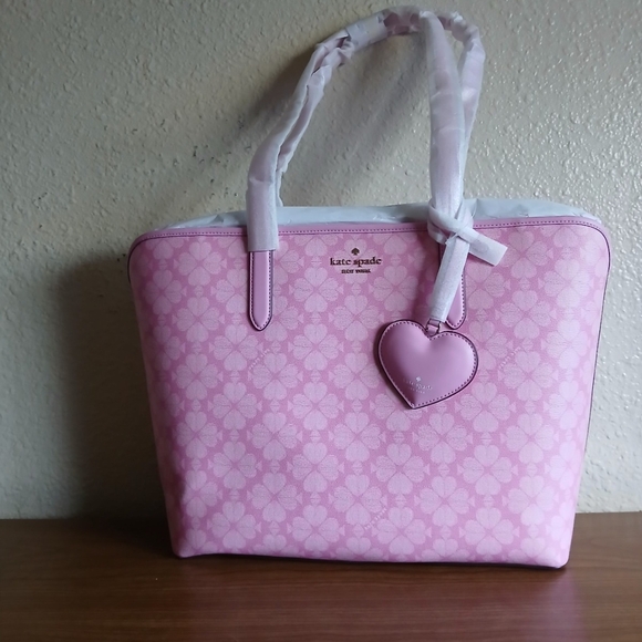 Kate Spade Pink Heartl Tote Bag Large New - Picture 1 of 5